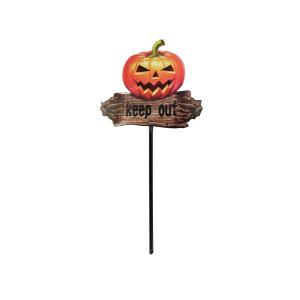 Zucca di Halloween EUROPALMS "KEEP OUT" con picchetto, 50cm
