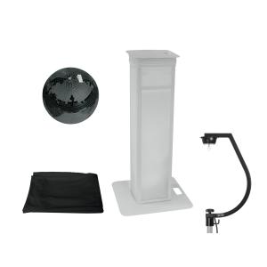 EUROLITE Set Palla specchiata 30cm nera con supporto per palco variabile + Copertura nera