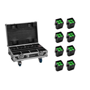 EUROLITE Set 8x AKKU Mini IP UP-4 QCL Spot MK2 + Custodia con funzione di ricarica