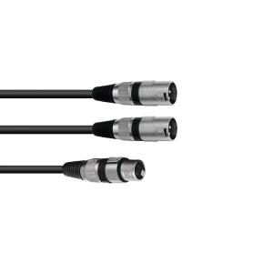Cavo adattatore OMNITRONIC XLR(F)/2xXLR(M) 0.5m nero